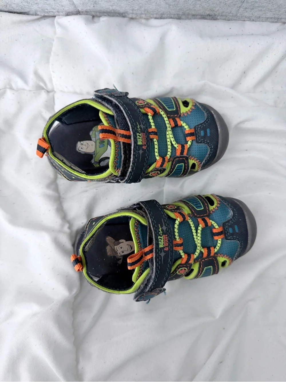Kids Navy and Lime Closed-Toe Sandals - Toy Story Design